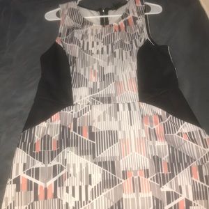 Black peach and grey midi dress